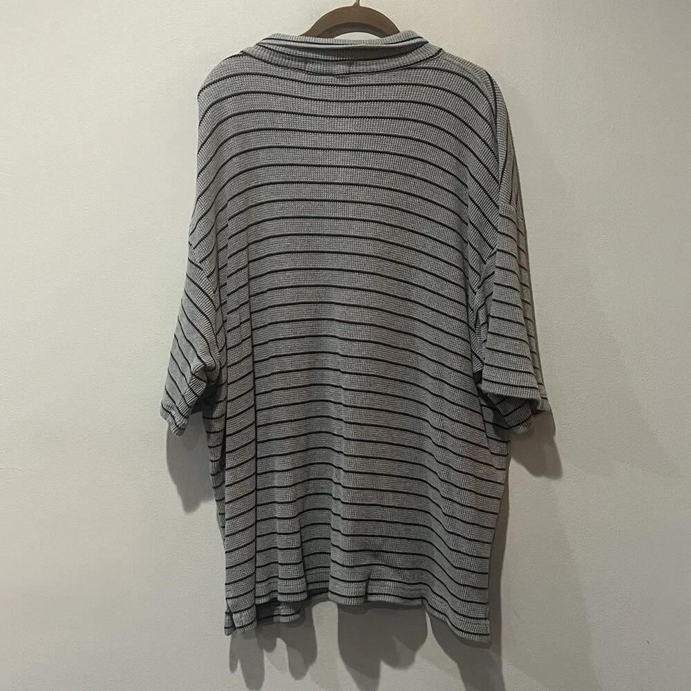 Polo Ralph Lauren Polo Shirt Men’s 2X Gray Striped‎ Waffle Knit Cotton Preppy